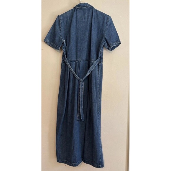 Vintage Olivia Rose Long Maxi Denim Dress Embroidered Flowers Womens 10M - Picture 2 of 10